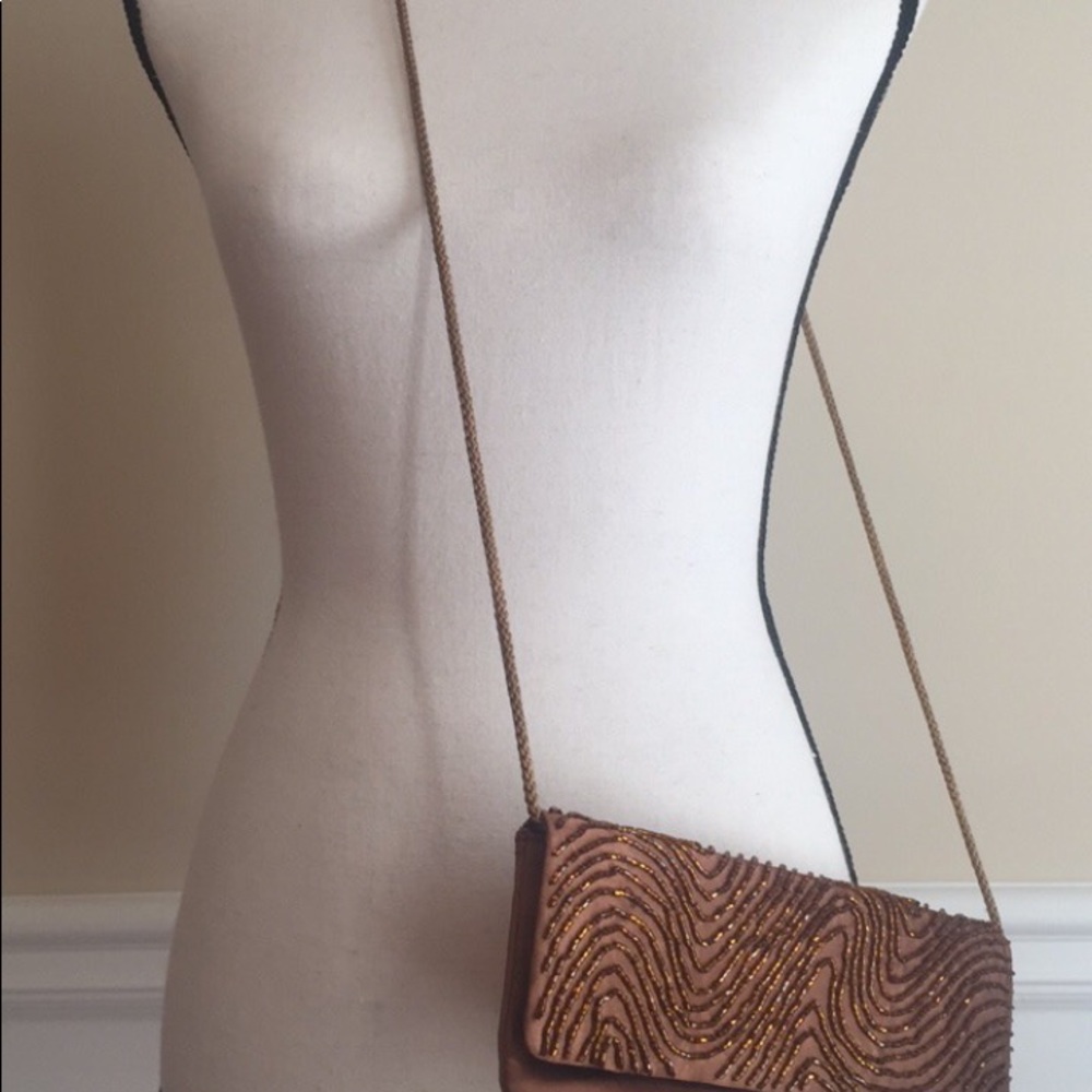 BRONZE COPPER NWOT BEADED BAG - Picture 4 of 8